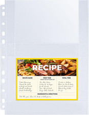 30 Pack 120 Pockets 4X6 Recipe Card Sleeves,3 Ring Binder Recipe Card Protector