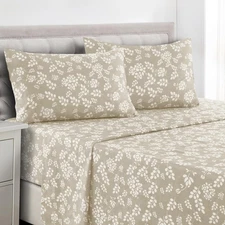 LUX Décor Floral Queen Sheet Set - 4 Piece Ultra-Soft Microfiber Bed Sheets w...