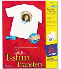 Avery 3275 Ink Jet T-shirt Transfers 3 Packs of 12 Sheet Factory Sealed 36 sheet