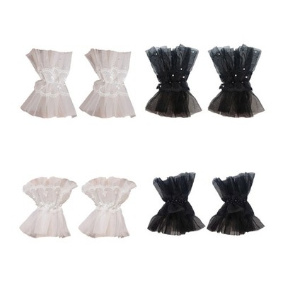 Lolitas Pearls Cuffs Sexy Lace Elastic Oversleeve Women s Short Ruffled Sleeve