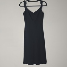 Vintage David Warren Babydoll Midi Dress Black Ruffle Y2K Romantic Womens 8