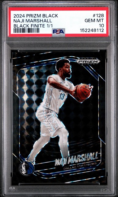 2024 PANINI PRIZM BLACK BLACK FINITE 1/1 #128 NAJI MARSHALL 1/1 PSA 10