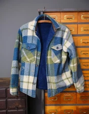 Vtg Mackinaw wool Jacket Blue Plaid Wool Hunting Field Coat Filson Woolrich etc