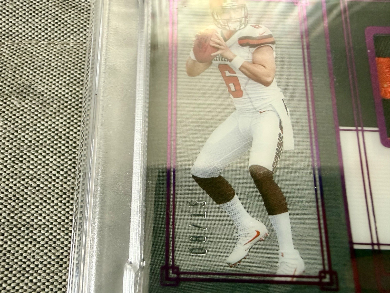 2018 Panini One Baker Mayfield Rookie Auto Red 8/15 PSA 9 Auto 🔥📈 view 3