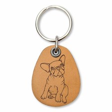 French Bulldog - Frenchie Genuine Leather Keychain - Pet Key Fobs