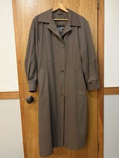 Vintage London Fog Womens 16 Reg Brown Trench Coat USA Made Removable Liner