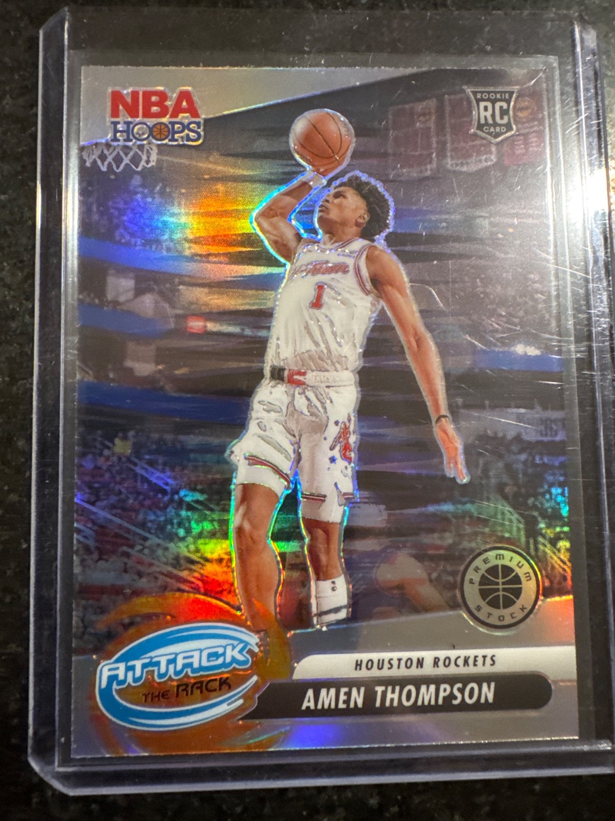 2023-24 Panini Nba Hoops Premium Stock - Attack the Rack Amen Thompson #9 Silver