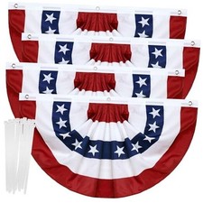 4 Pack American Pleated Fan Flag,3 X 6 FT American Bunting 4Pack - 3x6 Feet
