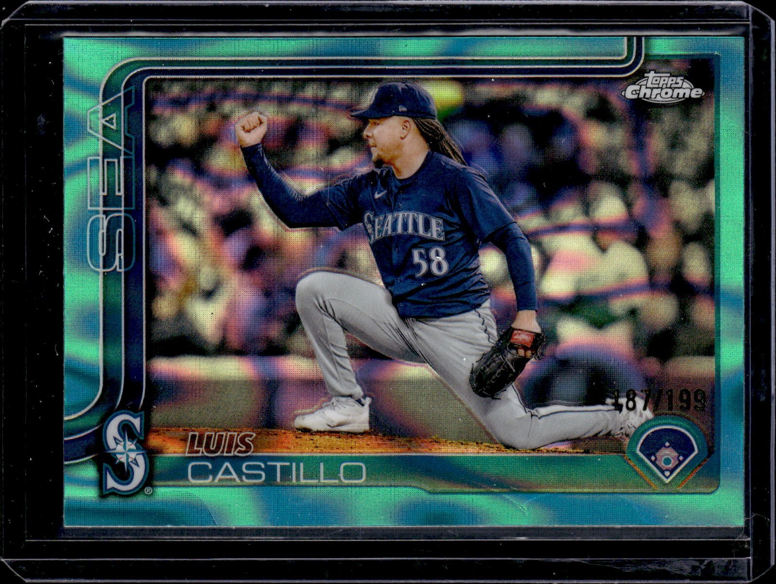 2025 Topps Chrome Luis Castillo #69 Aqua Lava  /199 Color Match Mariners