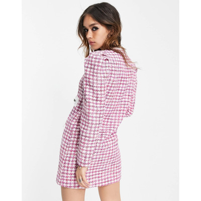pink tweed blazer dress Two Piece Tweed Mini Dress With Cropped Jacket 49803