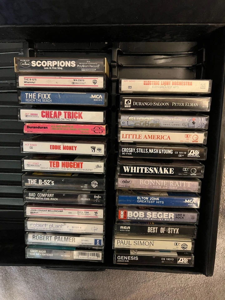 Lot of 25 Vintage Cassette Tapes + Carry Case Classic Rock Pop Rare Tested - Image 2 of 4