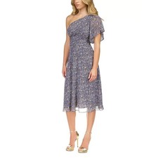 Michael Kors Field of Flowers One Shoulder Dress Midi Dress S /#7201