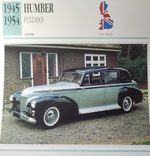 Humber Pullman Car Picture Spec Info Detail Collector Card Original Vintage