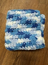 Blue And White Handmade Crocheted Baby Lovey