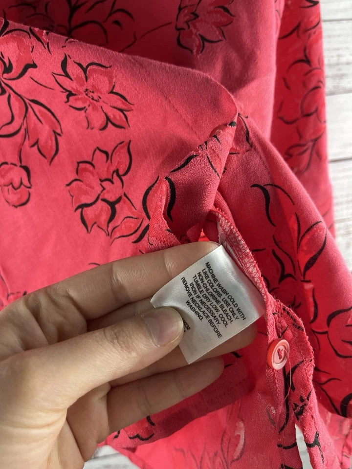 Alfred Dunner Half Sleeve Button Up Shirt Womens 8P Floral Comfort Lightweight - Image 4 of 4