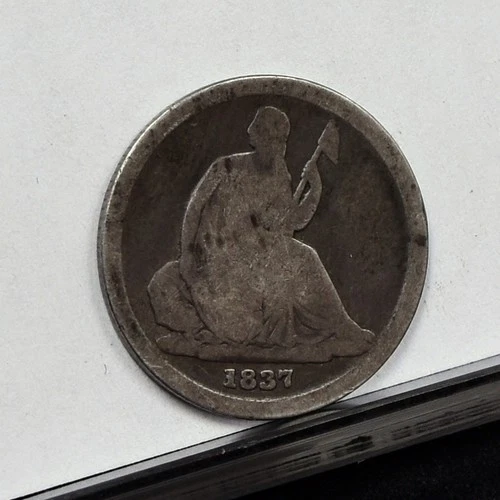 1837 Liberty Seated Dime -Sm Date - AG Details, Old Clean (#59856-L)