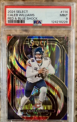 2024 Panini Select Caleb Williams Red & Blue Shock #114 Da Bears PSA 9