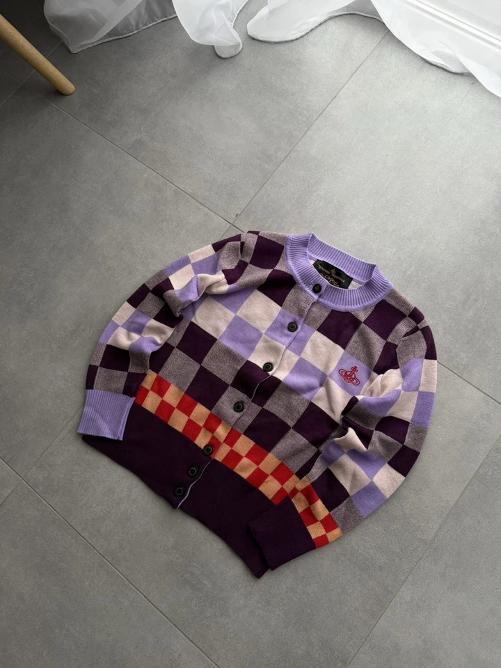 Vivienne Westwood Patchwork Tejido Multicolor Suéter Cárdigan ¡Raro! pink hype Foto 4 de 4