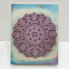 Stampin Up Medallion Background Wood Mount Rubber Stamp Retired Good Condition
