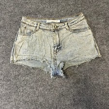 Bershka Denim Shorts Womens Size 4 Light Wash Acid High Waist Cutoff Distressed