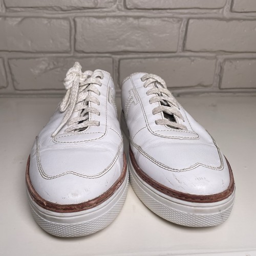 Lucchese Saddle Mule Leather Shoes Sneaker Women’s 10 White Cowhide Stitched - Picture 4 of 10