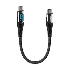 Short USB C to USB C Cable 100W 5A , 1ft Type C Cable with LED Display