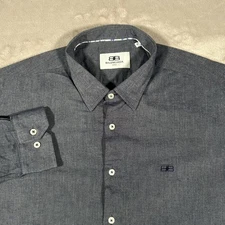 VTG Balenciaga Paris Shirt Men XL Blue Denim Button Up Long Sleeve Designer RARE