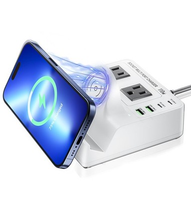 TOPOINT 7 in 1 USB Charging Station Power Strip Wireless Charger for iPhone Sams