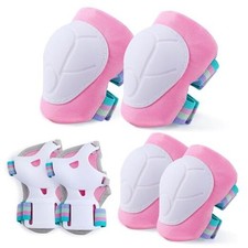 Kids Knee and Elbow Pads Wrist Guards Adjustable Protective Gear Small Pink