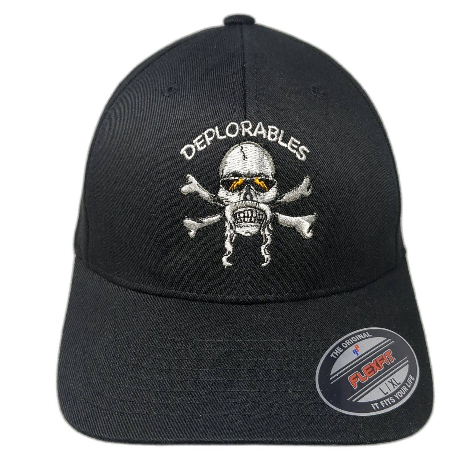 Deplorables Fitted Baseball Cap Black XL Embroidered Vented Holes Port Authority