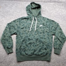 Nike Pullover Men's Size Small Green Camo Fleece Sportswear Club Hoodie