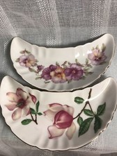 MITTERTEICH BAVARIA Porcelain Crescent Bone 2 Crescent Bowls GERMANY 4255 VTG