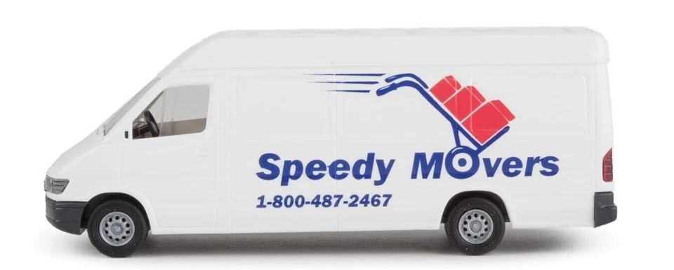 RTR 1/87 Walthers Service Van-Speedy Movers Branco/Azul/Vermelho HO MERCEDESES BUI - Imagem 4 de 4