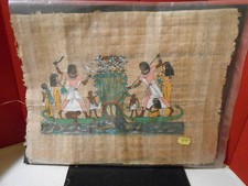 12"x16" Hand-painted Egyptian Papyrus Nebamun & Hatshepsut fishing hunting marsh
