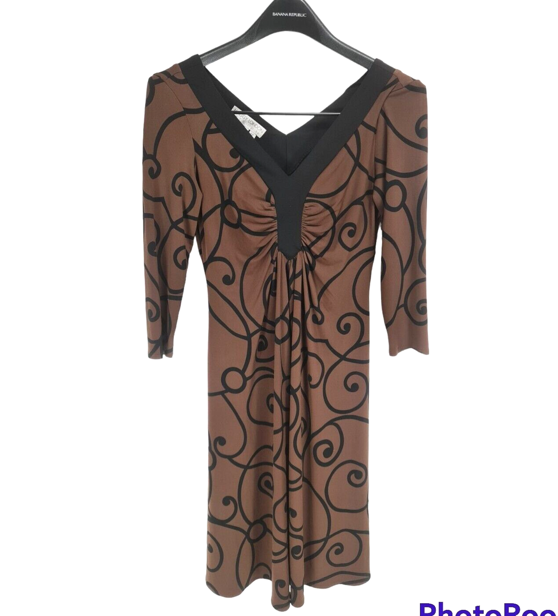 maggy london brown dress Geometric Sheath Mini Women Petti Size 6P Stretchy. 30P Womens dresses