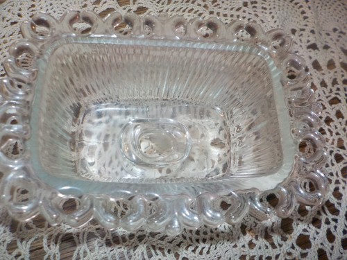 Vintage Indiana Glass Open Lace Rim Pedestal Wedding Candy Box Dish w/Lid Ornate - Picture 9 of 15