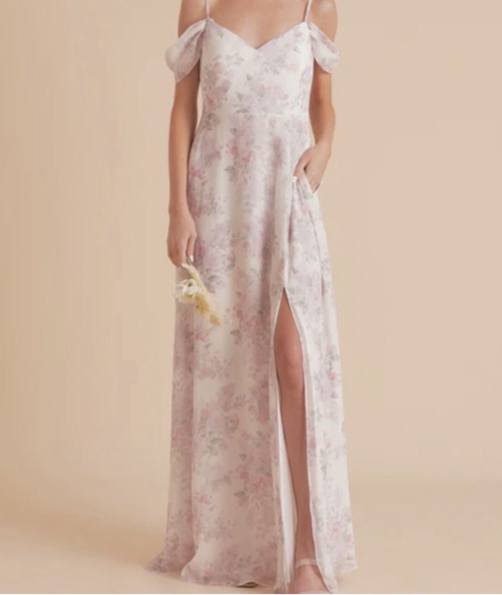 Blush Bouquet Bridesmaid Dress Chiffon Slit Size Small | Birdy Grey Devin Convertible