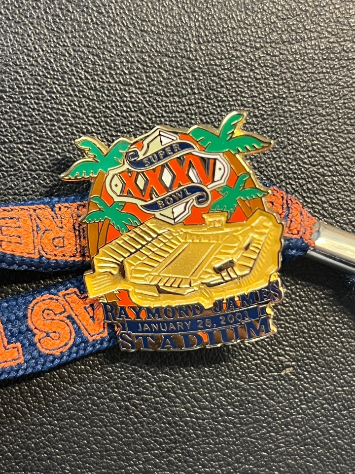 2001 Super Bowl XXXV Official Media Lanyard NFL Ravens Vs. Giants Tampa w/PIN! - Image 2 of 3