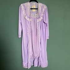 Light Purple Lavender Night Gown and Robe 2 Pc set silky and lace detail Women S