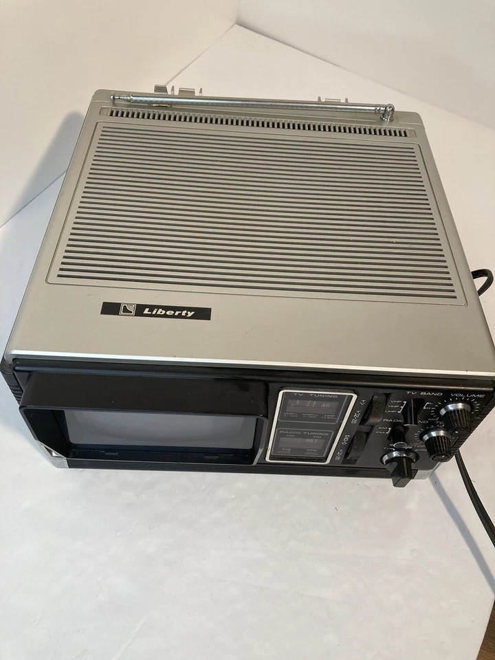 Liberty UHF VHF 1983 portátil negro blanco 5" radio AM FM #5002 Foto 2 de 4