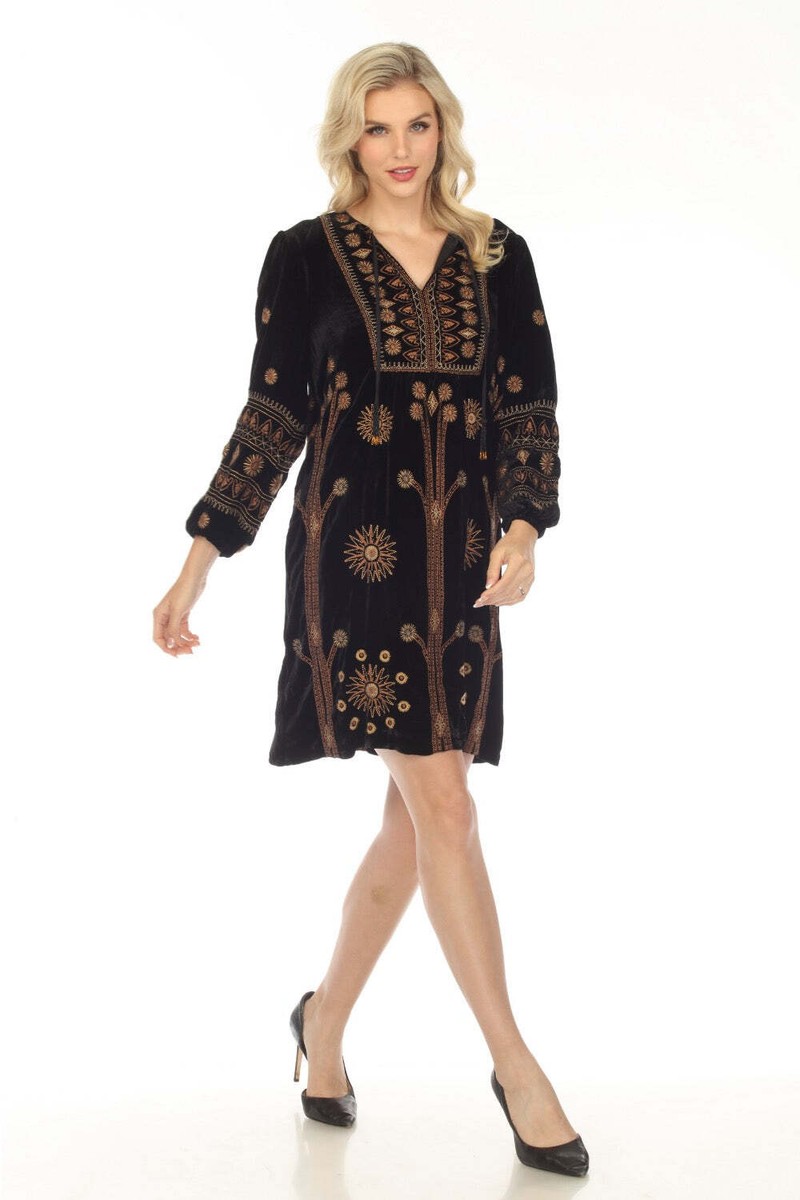 Floral Embroidery Johnny Was Black Velvet Dress Johnny Was Liona Heavily Embroidered Velvet Dress NWT Floral Embroidery Johnny Was Black Velvet Dress Johnny Was Liona Heavily Embroidered Velvet Dress NWT