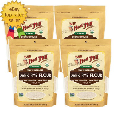 Organic Dark Rye Flour 20Oz (Pack of 4) Non GMO Whole Grain Vegan, Kosher