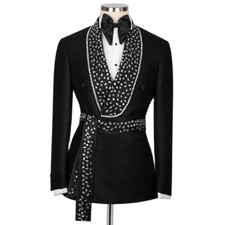 Shiny Men Suits Jewelry Ornament Tuxedo Wedding Party Groom Dresswear Blazers