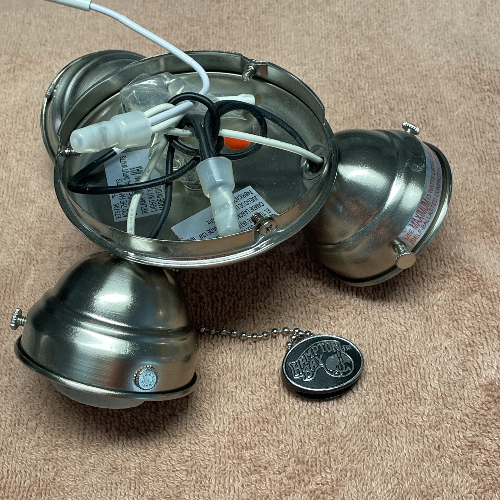 Hampton Bay Silver Ceiling Fan Light Assembly With Pull Chain-image