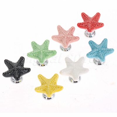 Creative Starfish Handles Ceramic & Zinc Alloy Room Drawer Cabinet Knobs