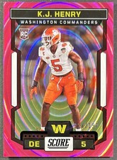 2023 Panini Score K.J. Henry #393 /195 RC Pink Showcase Washington Commanders