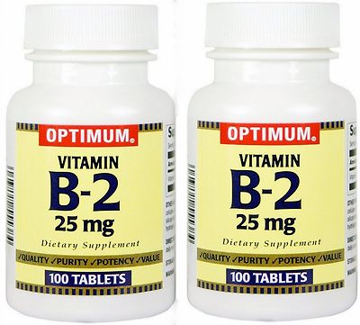 Optimum Vitamin B2  25mg Tablets 100ct ( 2 pack ) PHARMACY FRESH ^^