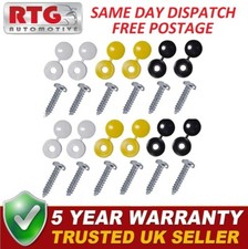 12x Vehicle Registration Number Plate Screws White Yellow Black Hinged Caps RTG