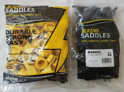 25 Blazing Saddles Self Tapping Saddle Tee Tees 1'' x 3/4'' Poly x FPT BS8000
