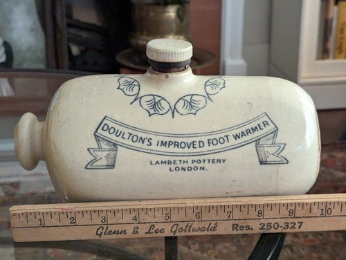 Antique Stoneware Lambeth Pottery Doultons Improved Foot Warmer Primitive Art - Picture 14 of 24